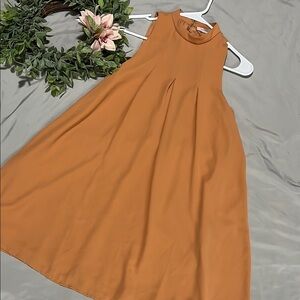 Forever 21 Orange Pleated Halter Sundress